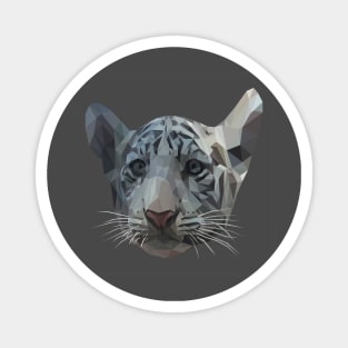 Low Poly White Tiger Cub's Head Magnet